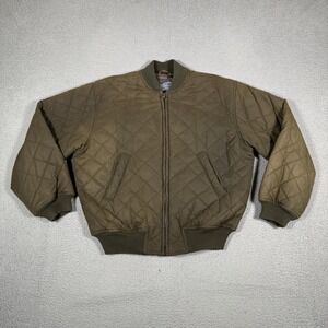 Polo Ralph Lauren Jacket Mens Medium Brown Oilcloth Diamond Quilted Bomber Waxed